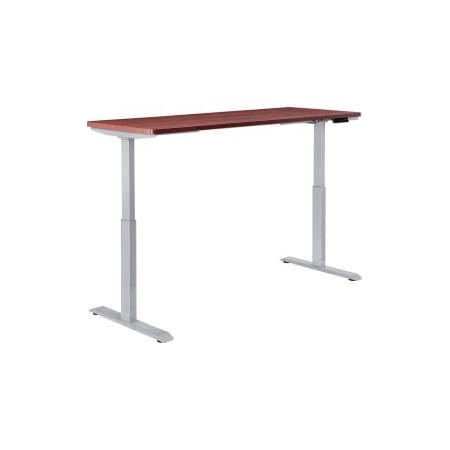 Interion    Electric Height Adjustable Desk, 72W X 30D, Mahogany W/ Gray Base
